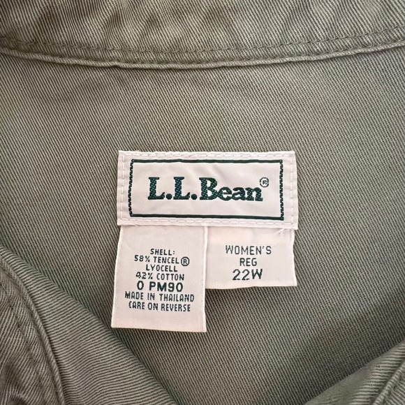 LL Bean Womens Utility Field Chore Barn Jacket Olive Green Y2K Unlined Size 22W - Picture 7 of 9